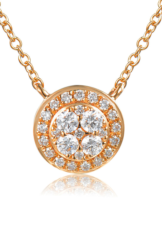 Micro Set Round Brilliant Cut Diamond Circle Shape Cluster Necklace