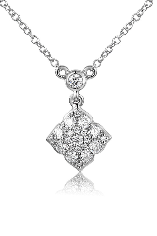 Micro Set Round Brilliant Cut Diamond Circle Shape Cluster Necklace