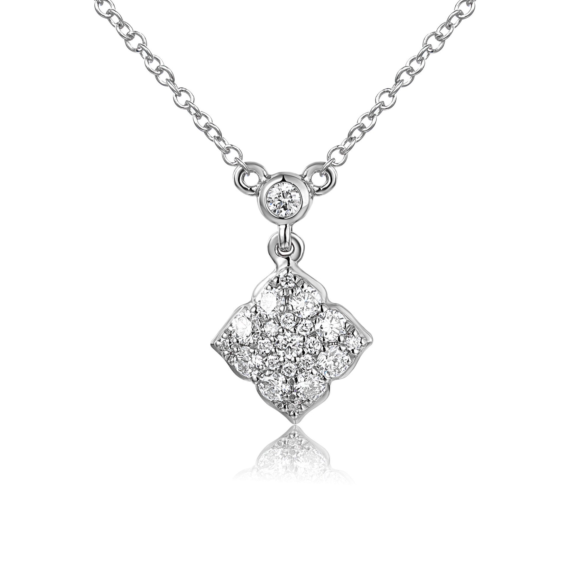 Micro Set Round Brilliant Cut Diamond Circle Shape Cluster Necklace