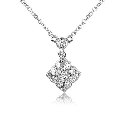 Micro Set Round Brilliant Cut Diamond Circle Shape Cluster Necklace