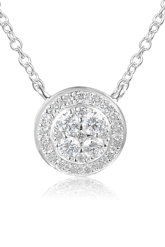 Micro Set Round Brilliant Cut Diamond Circle Shape Cluster Necklace