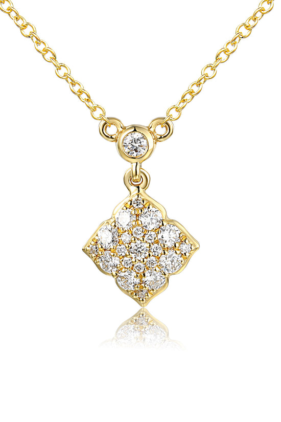 Micro Set Round Brilliant Cut Diamond Circle Shape Cluster Necklace