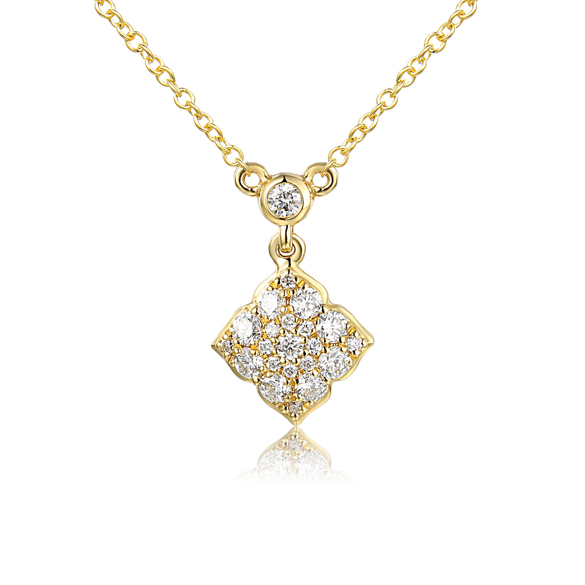 Micro Set Round Brilliant Cut Diamond Circle Shape Cluster Necklace