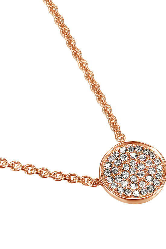 Micro Set Round Brilliant Cut Diamond Circle Shape Cluster Pendant And Chain