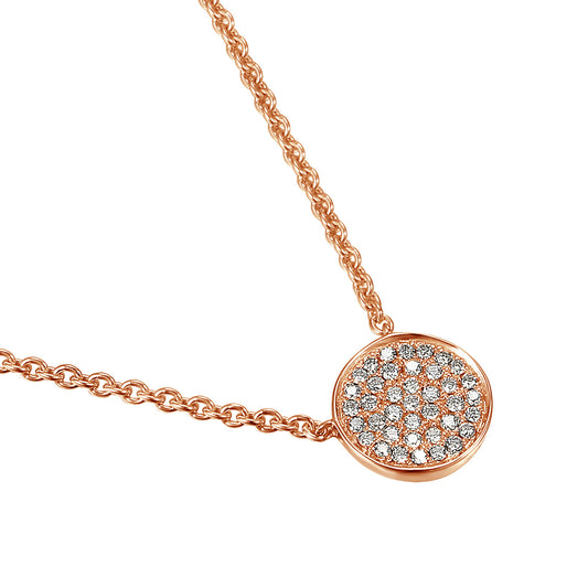 Micro Set Round Brilliant Cut Diamond Circle Shape Cluster Pendant And Chain