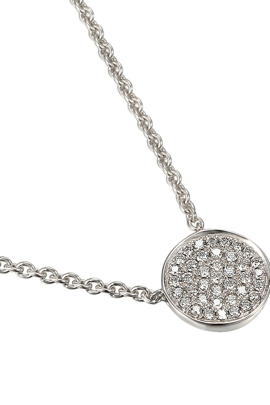 Micro Set Round Brilliant Cut Diamond Circle Shape Cluster Pendant And Chain