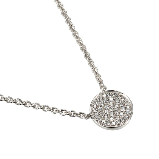 Micro Set Round Brilliant Cut Diamond Circle Shape Cluster Pendant And Chain