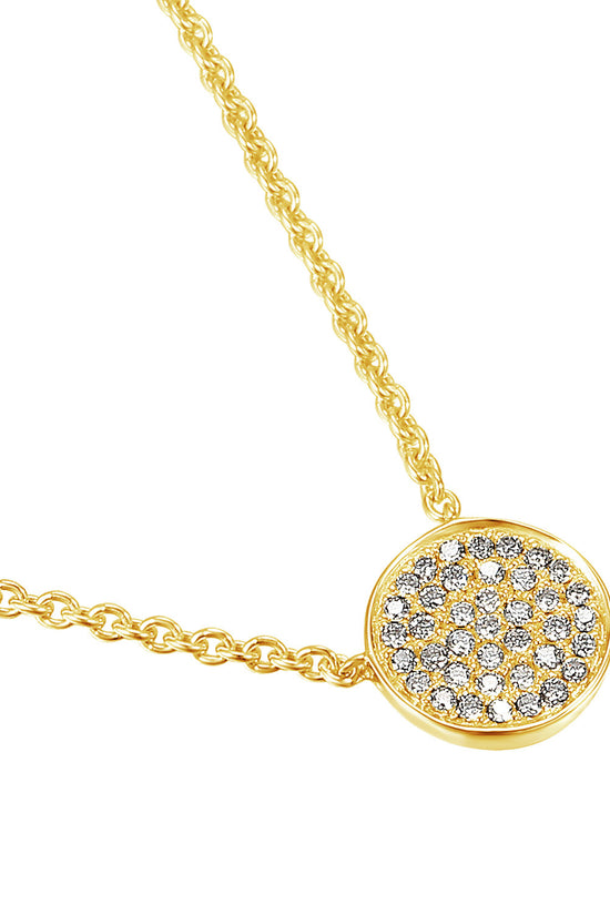 Micro Set Round Brilliant Cut Diamond Circle Shape Cluster Pendant And Chain