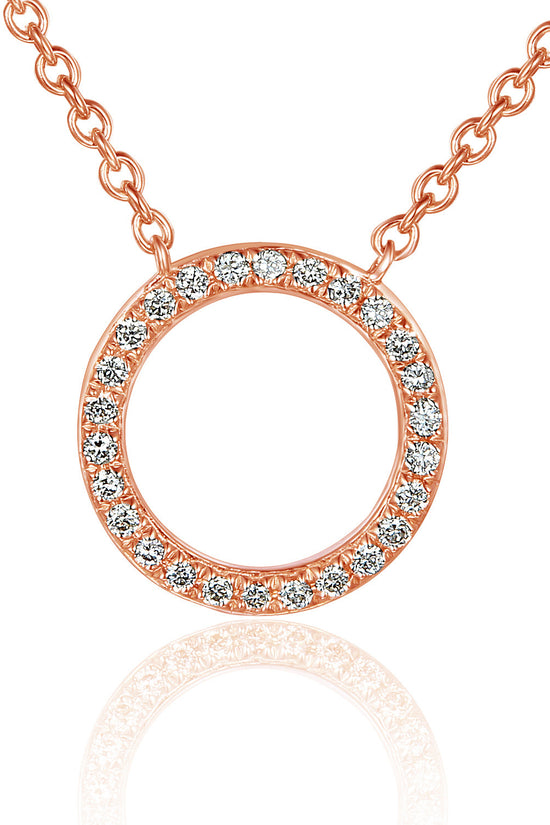 Micro Set Round Brilliant Cut Diamond Circle Shape Pendant And Chain