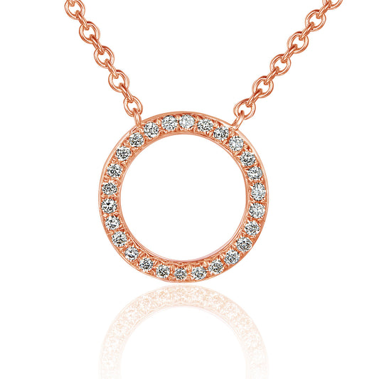 Micro Set Round Brilliant Cut Diamond Circle Shape Pendant And Chain