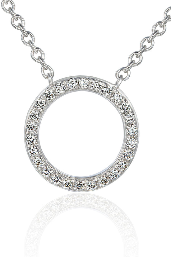 Micro Set Round Brilliant Cut Diamond Circle Shape Pendant And Chain