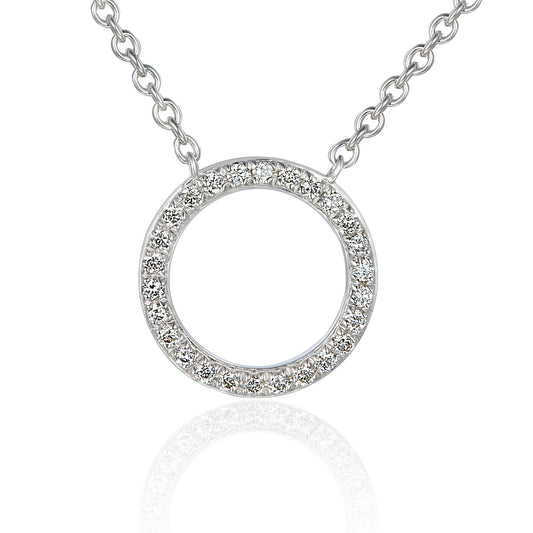 Micro Set Round Brilliant Cut Diamond Circle Shape Pendant And Chain