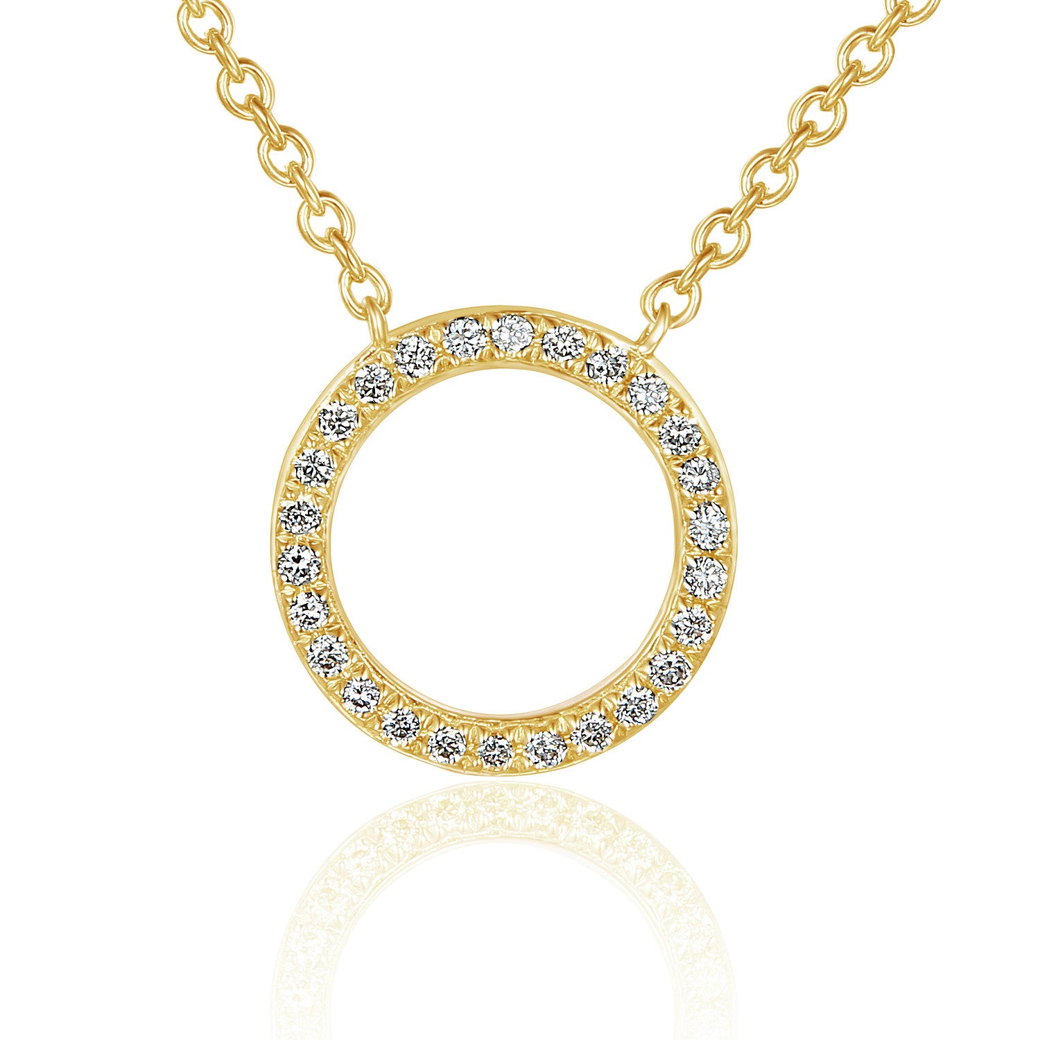 Micro Set Round Brilliant Cut Diamond Circle Shape Pendant And Chain