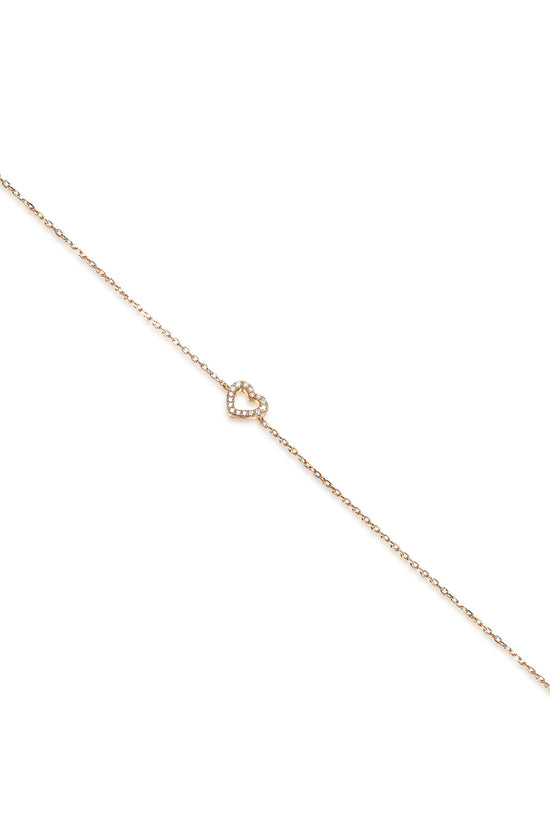 Micro Set Round Brilliant Cut Diamond Heart Bracelet