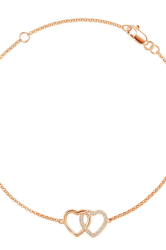 Micro Set Round Brilliant Cut Diamond Heart Bracelet