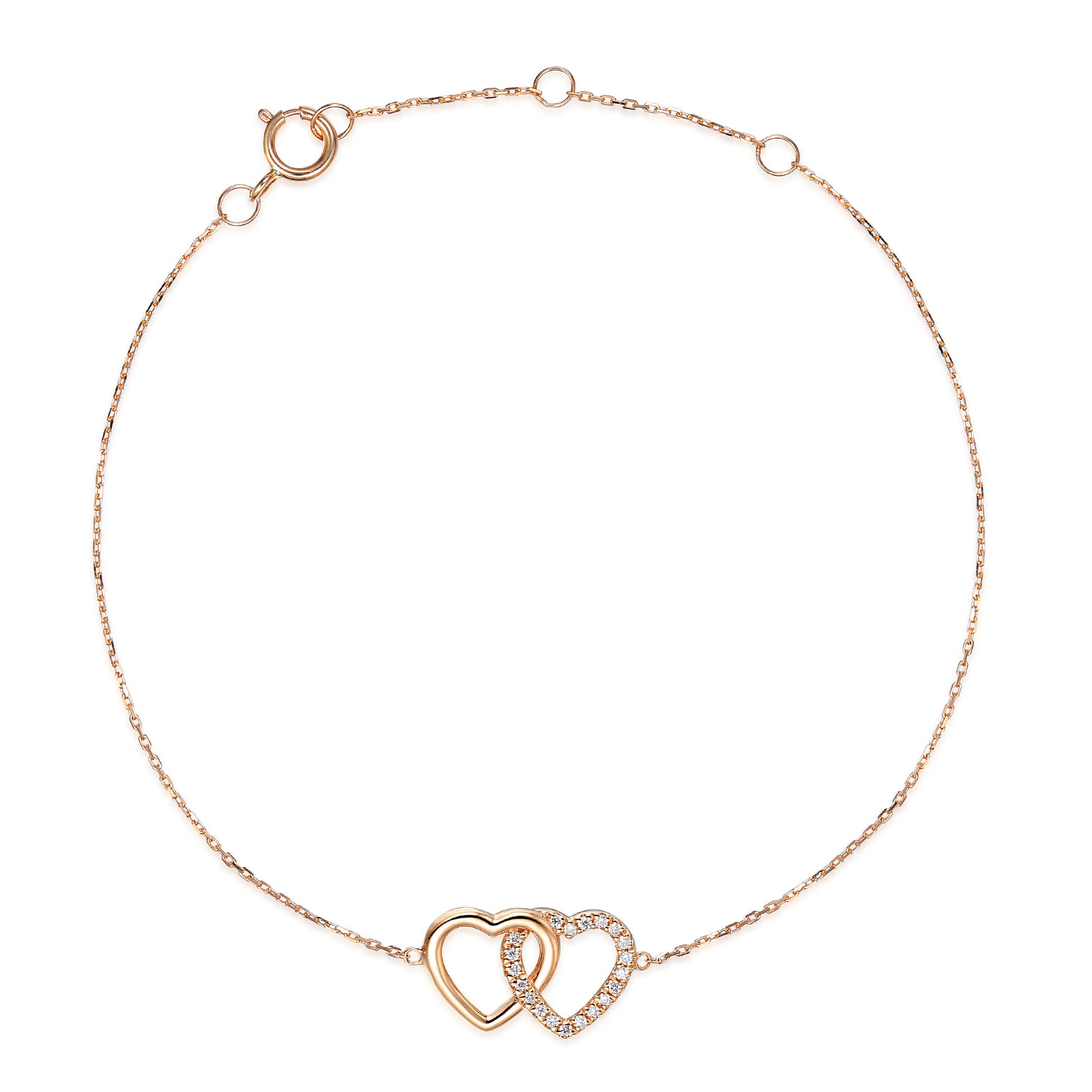 Micro Set Round Brilliant Cut Diamond Heart Bracelet