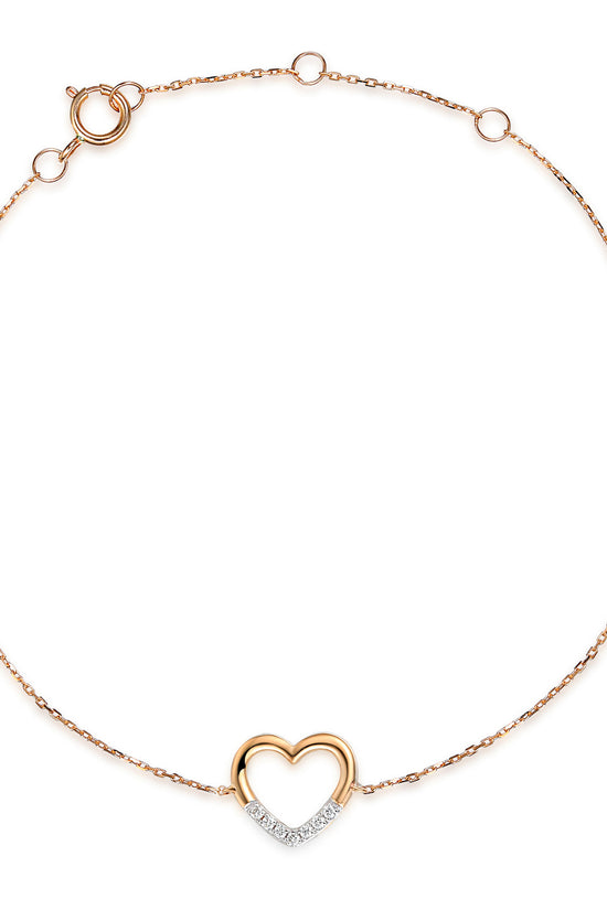 Micro Set Round Brilliant Cut Diamond Heart Bracelet