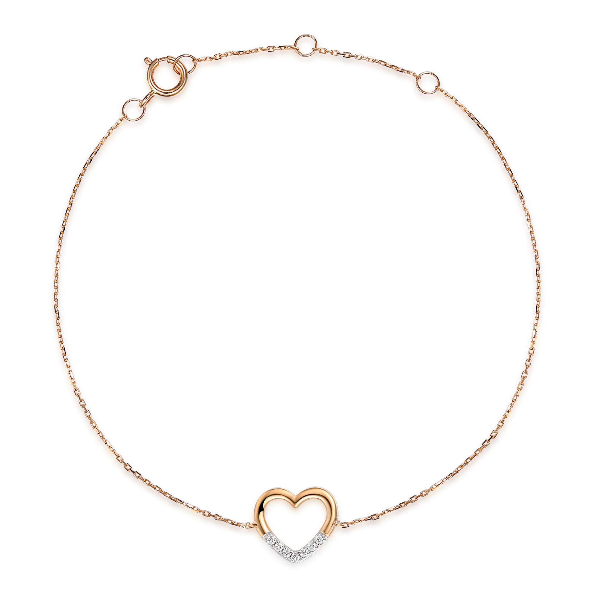 Micro Set Round Brilliant Cut Diamond Heart Bracelet