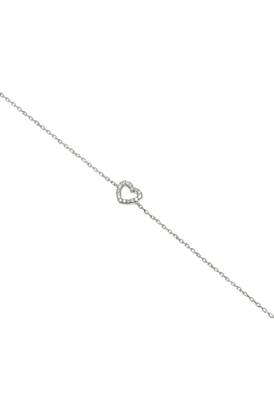 Micro Set Round Brilliant Cut Diamond Heart Bracelet