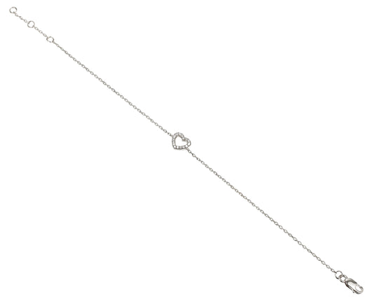 Micro Set Round Brilliant Cut Diamond Heart Bracelet