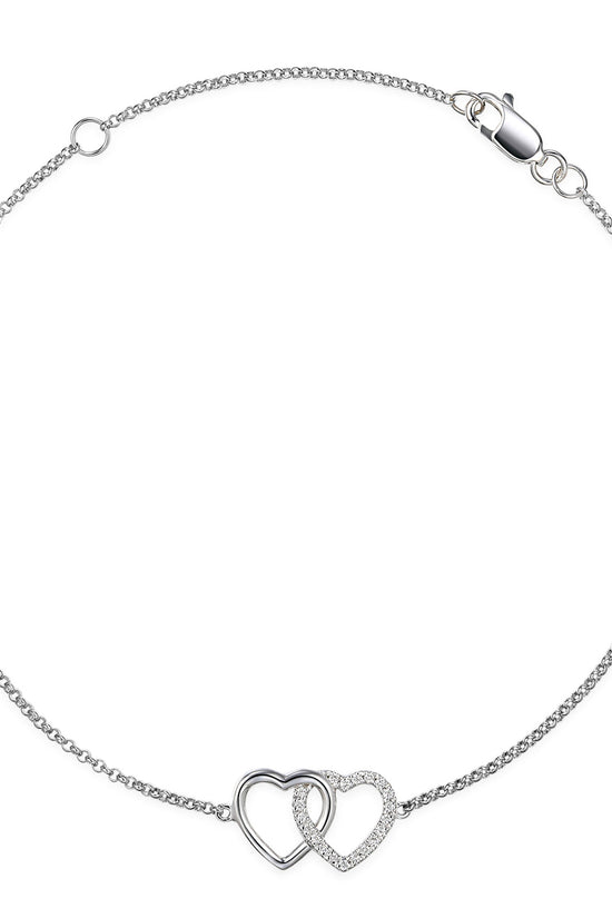 Micro Set Round Brilliant Cut Diamond Heart Bracelet
