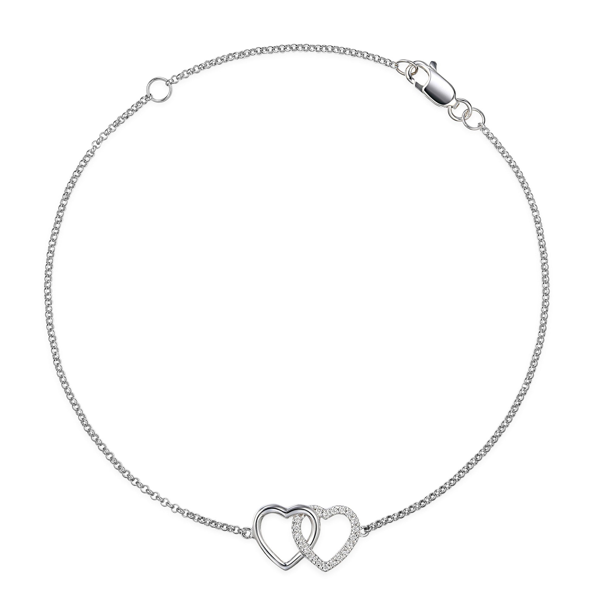 Micro Set Round Brilliant Cut Diamond Heart Bracelet