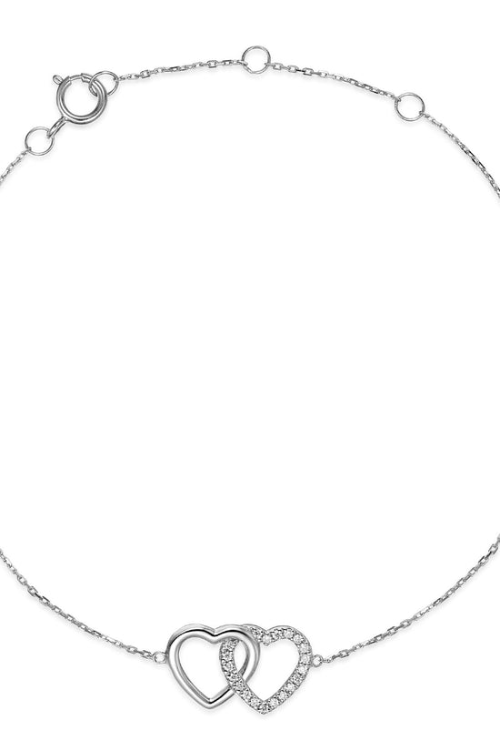 Micro Set Round Brilliant Cut Diamond Heart Bracelet