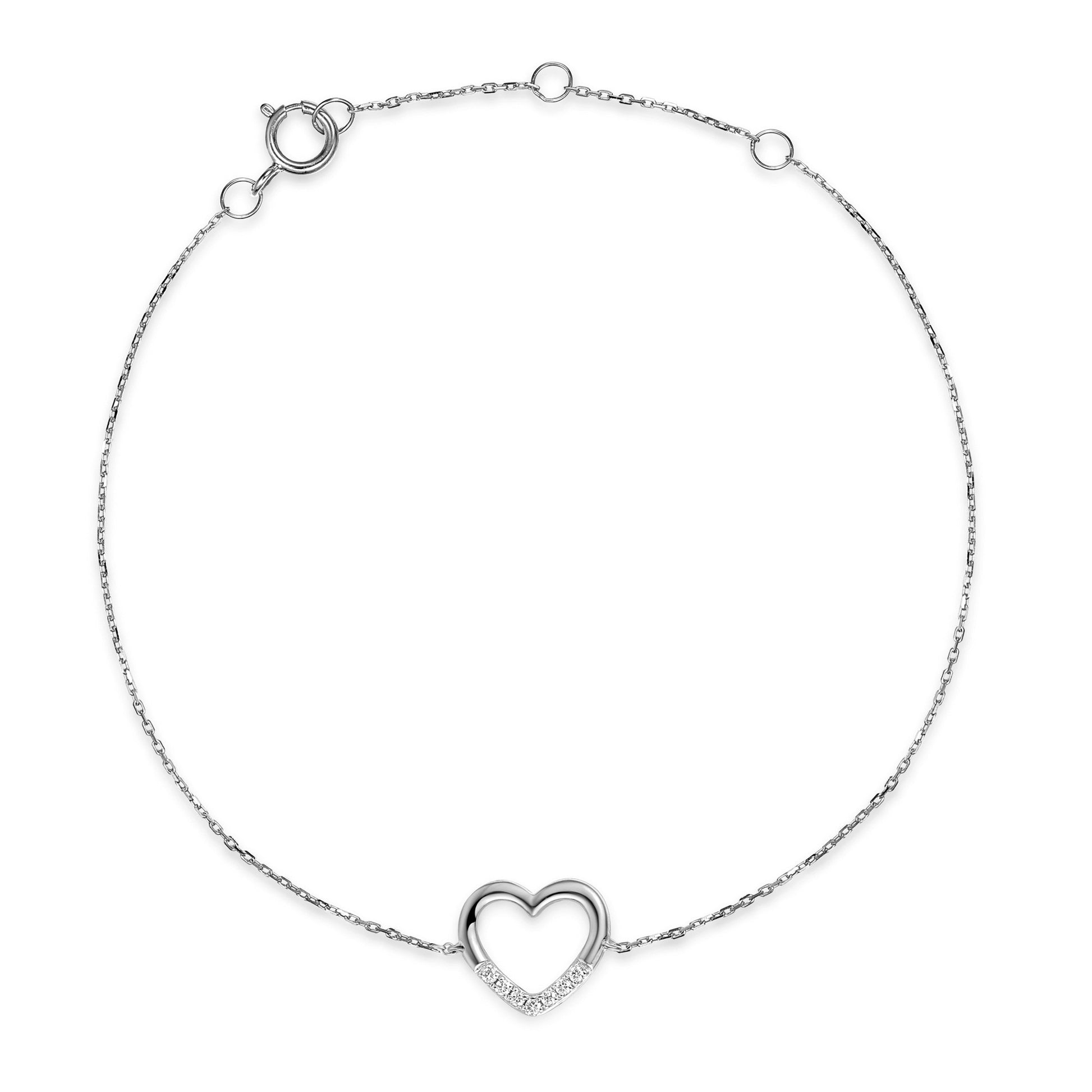 Micro Set Round Brilliant Cut Diamond Heart Bracelet