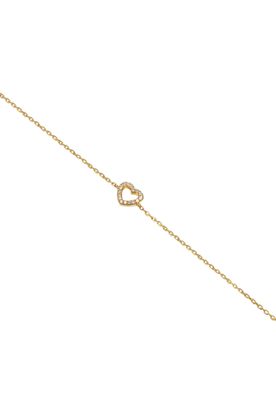 Micro Set Round Brilliant Cut Diamond Heart Bracelet