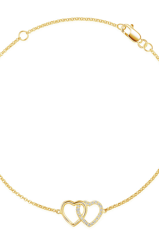 Micro Set Round Brilliant Cut Diamond Heart Bracelet