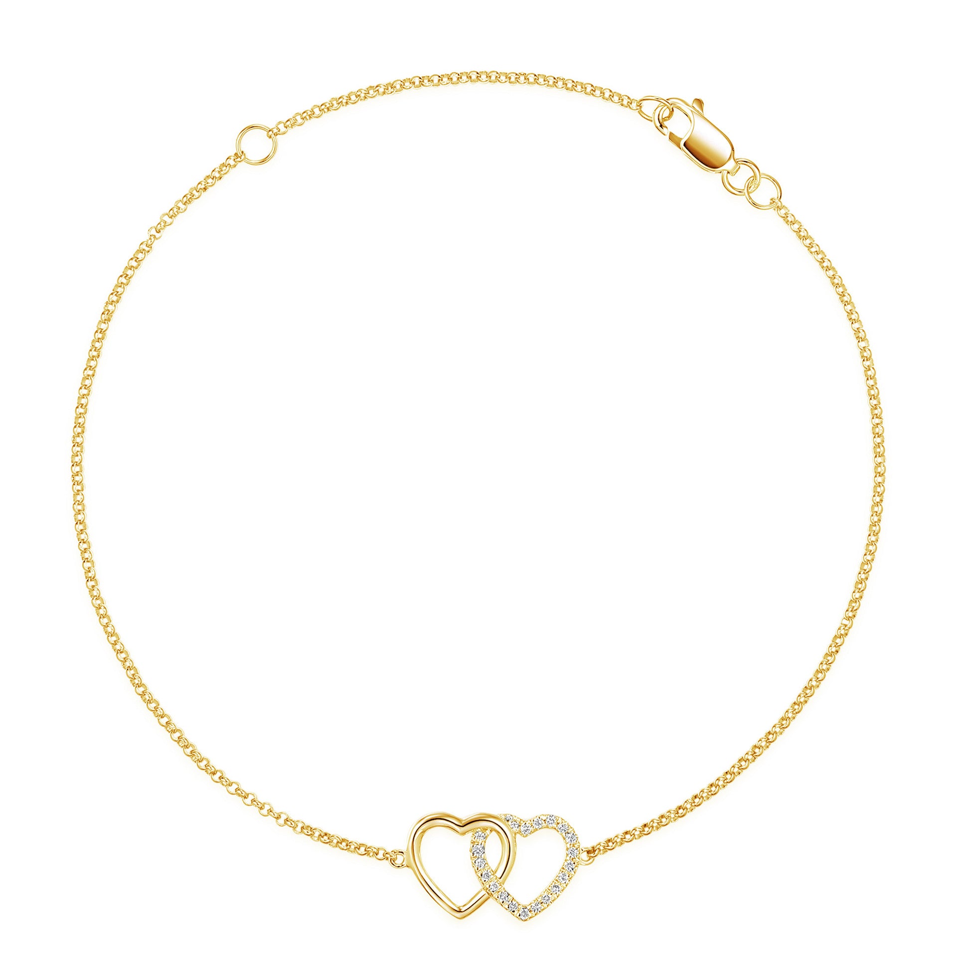 Micro Set Round Brilliant Cut Diamond Heart Bracelet