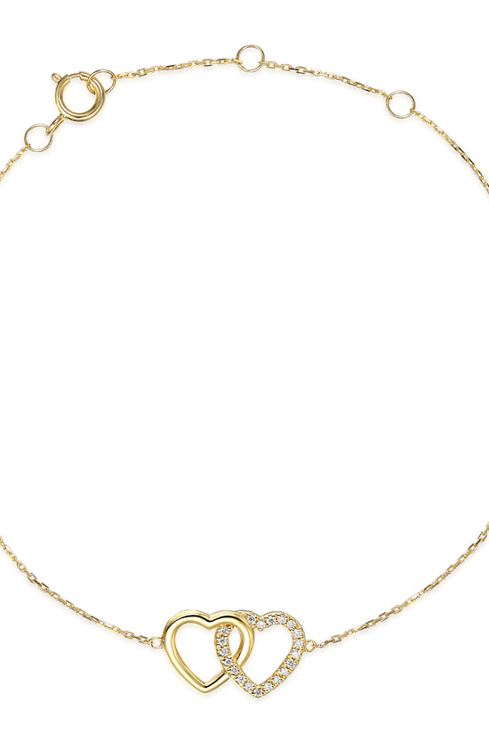 Micro Set Round Brilliant Cut Diamond Heart Bracelet