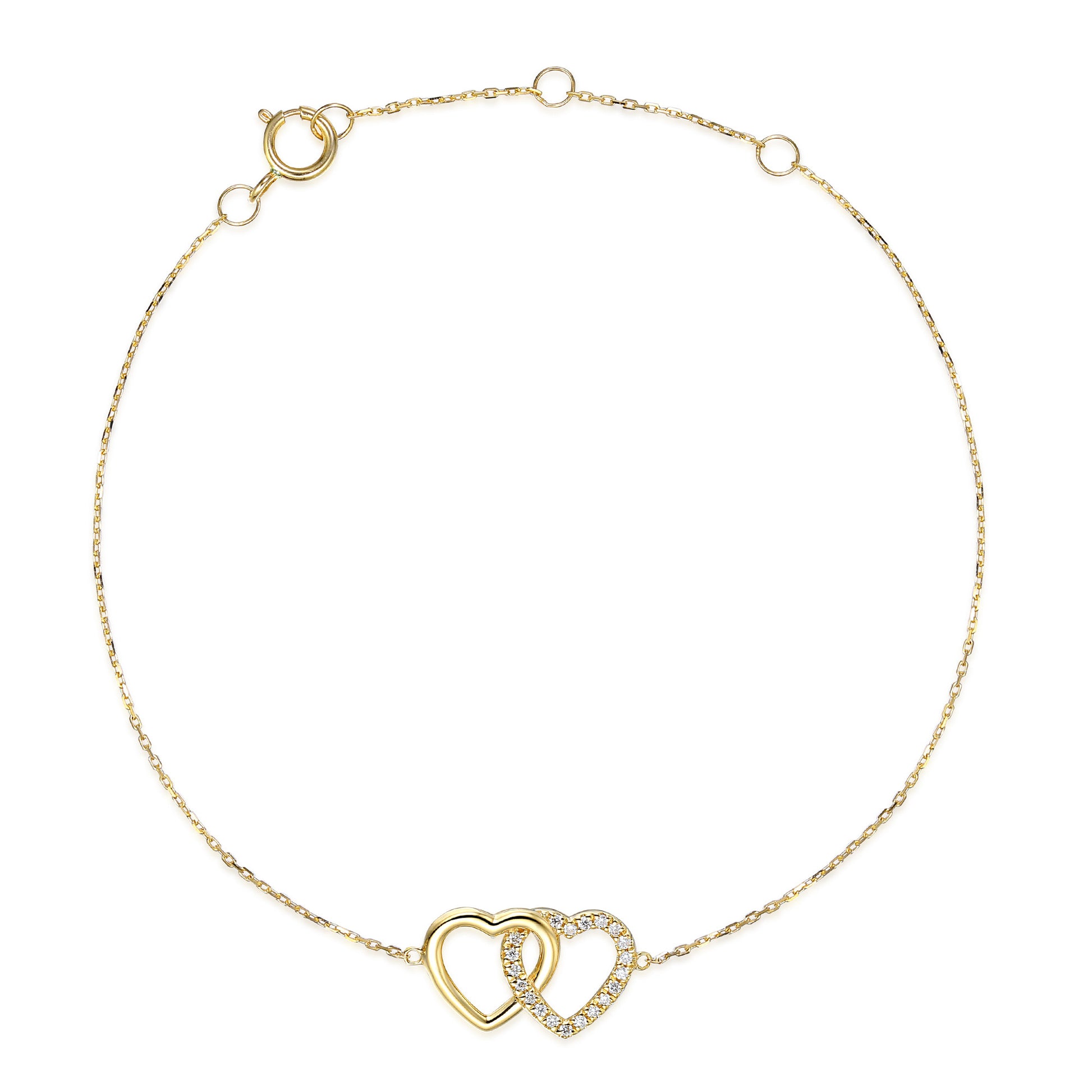 Micro Set Round Brilliant Cut Diamond Heart Bracelet