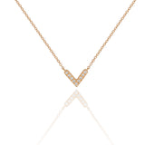 Micro Set Round Brilliant Cut Diamond V Shaped Necklace