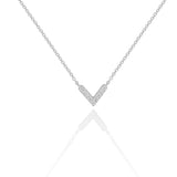 Micro Set Round Brilliant Cut Diamond V Shaped Necklace