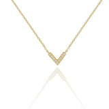 Micro Set Round Brilliant Cut Diamond V Shaped Necklace