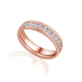 Micro Set Round Brilliant Cut Diamond With Milgrain Half Eternity Ring