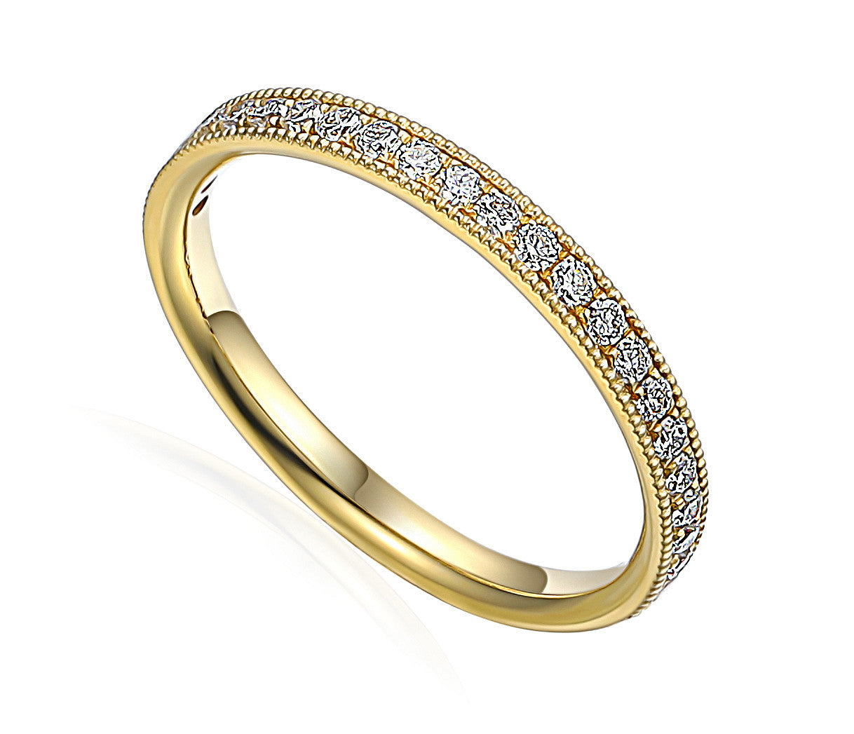 Micro Set Round Brilliant Cut Diamond With Milgrain Half Eternity Ring