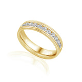 Micro Set Round Brilliant Cut Diamond With Milgrain Half Eternity Ring