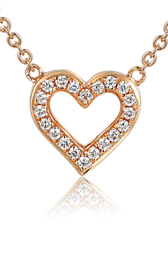 Micro Set Round Diamond Heart Necklace