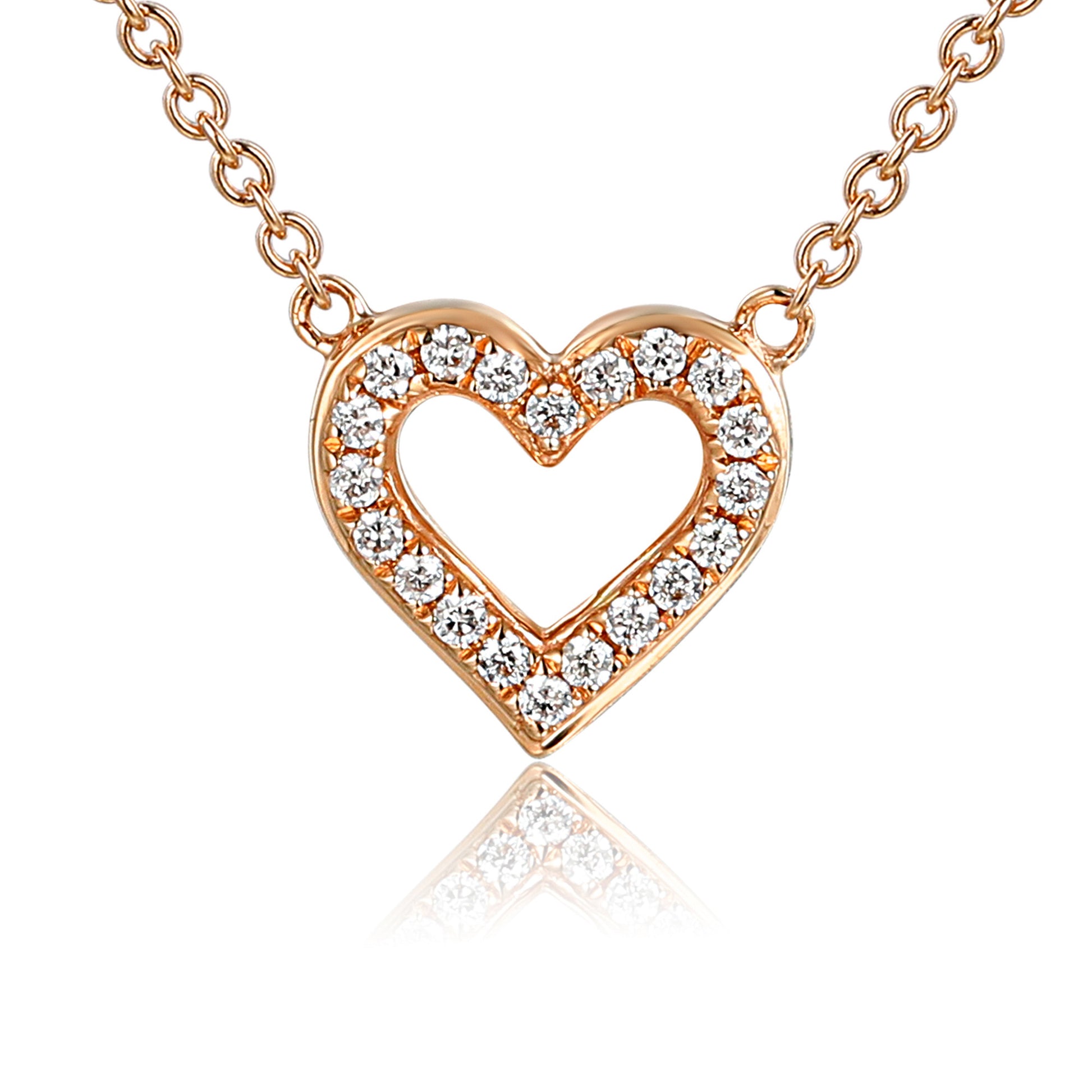 Micro Set Round Diamond Heart Necklace