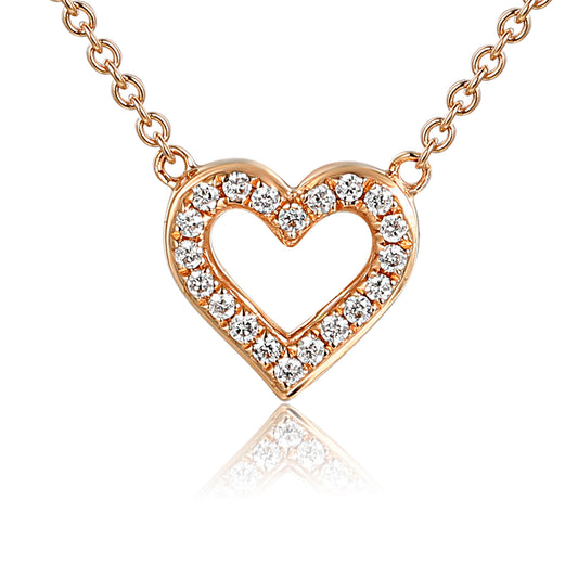 Micro Set Round Diamond Heart Necklace