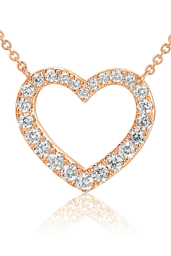 Micro Set Round Diamond Heart Necklace