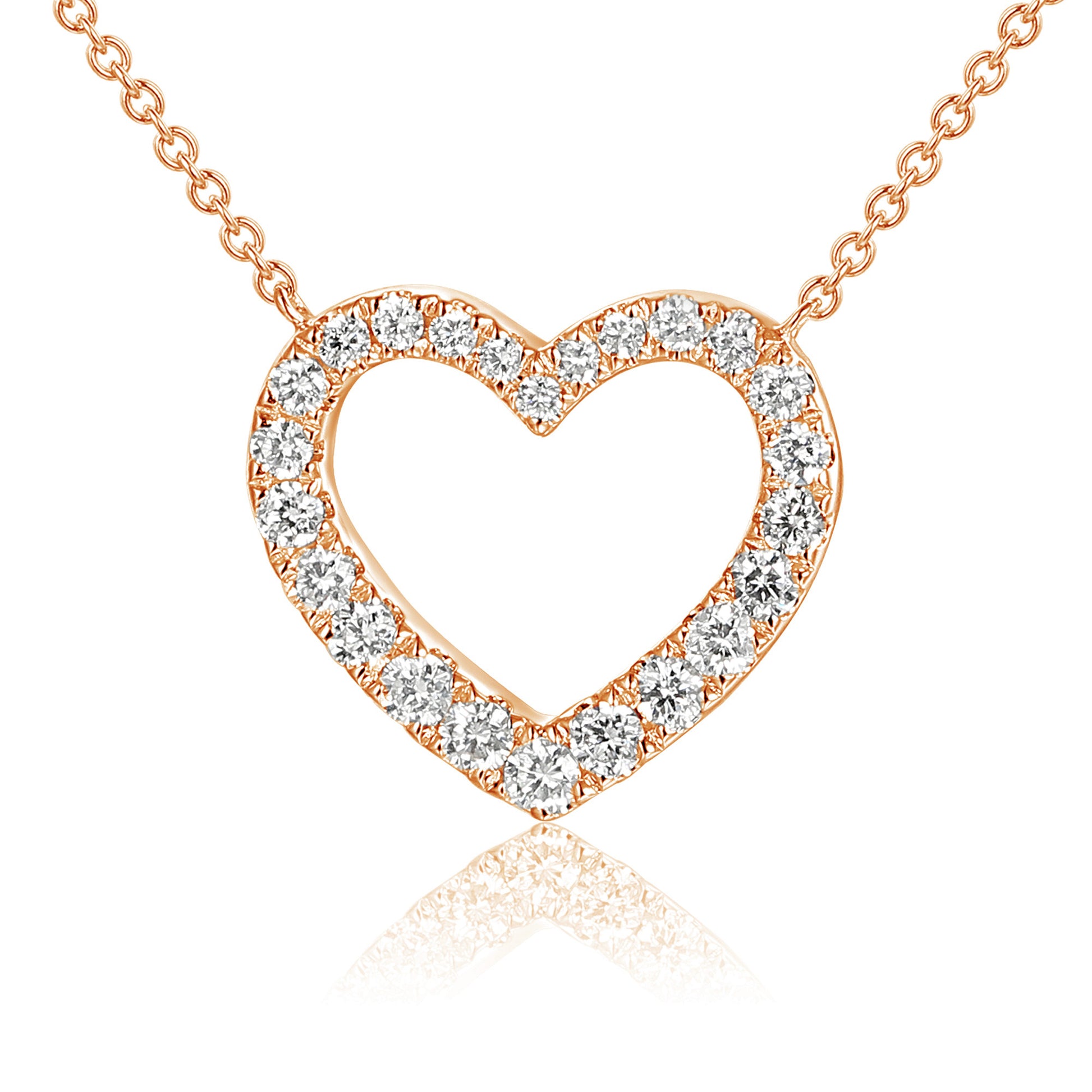Micro Set Round Diamond Heart Necklace
