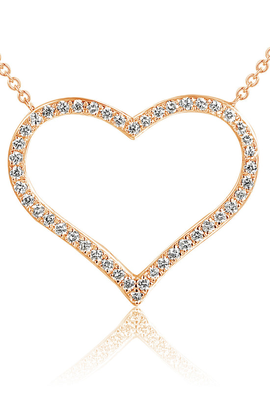 Micro Set Round Diamond Heart Necklace
