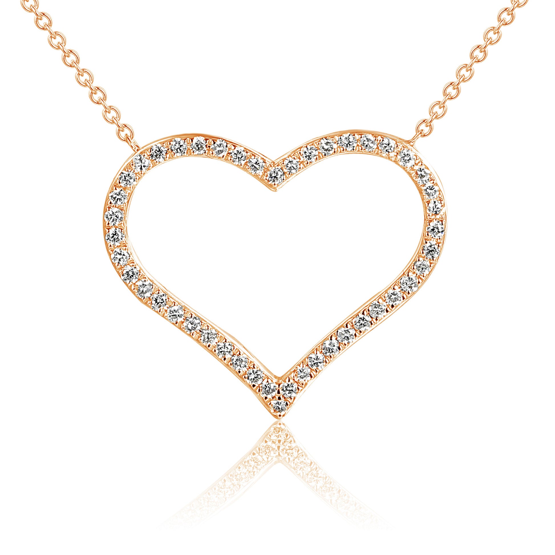Micro Set Round Diamond Heart Necklace