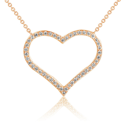 Micro Set Round Diamond Heart Necklace
