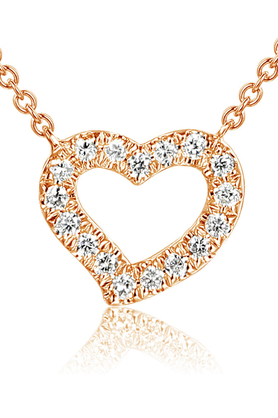 Micro Set Round Diamond Heart Necklace