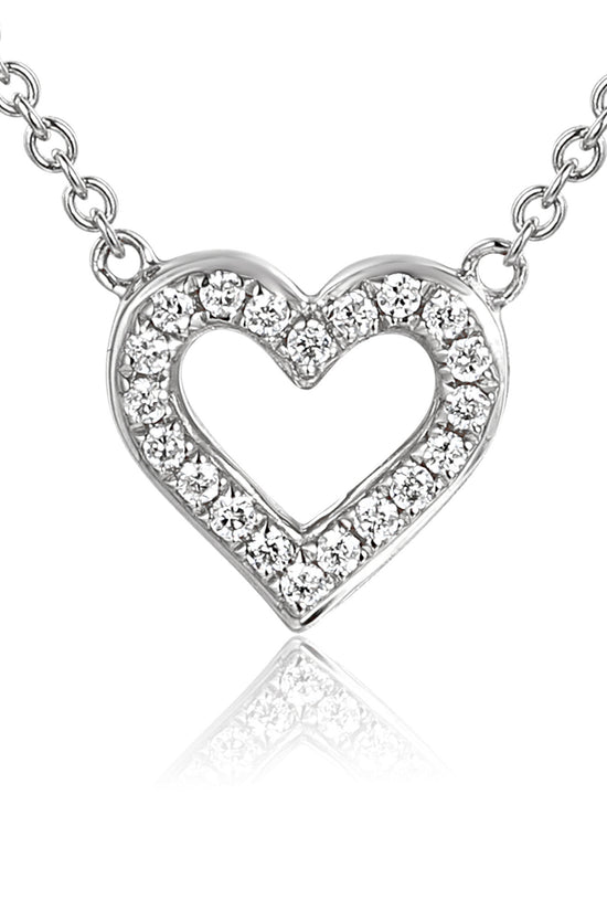 Micro Set Round Diamond Heart Necklace