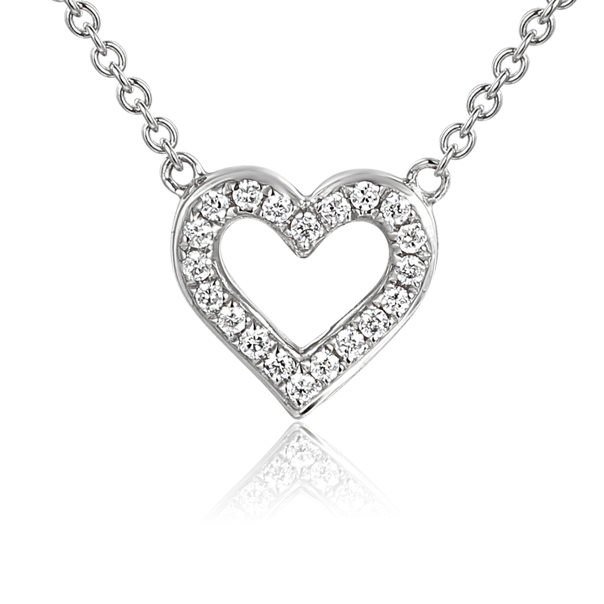 Micro Set Round Diamond Heart Necklace